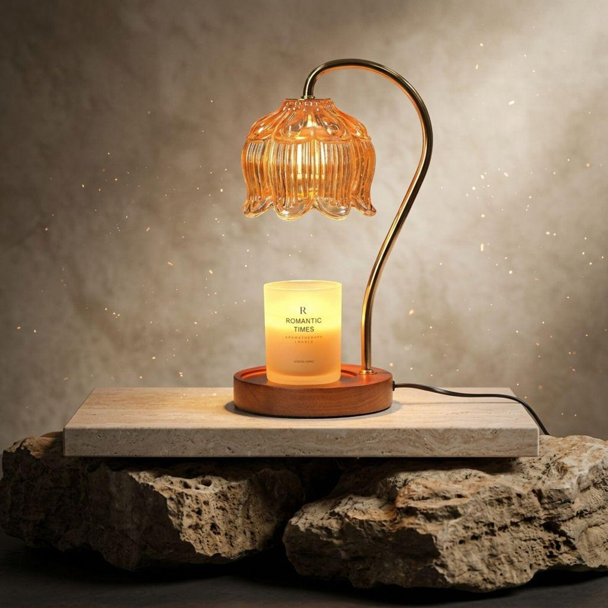 Nordic Glass Candle Warmer Lamp, Elegant Retro Night Light, Cozy Home Decor