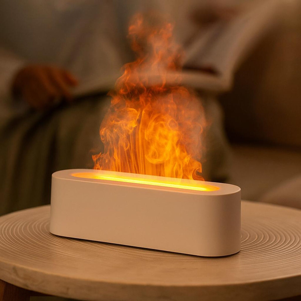 Flame Effect Aroma Diffuser – White LED Essential Oil Humidifier