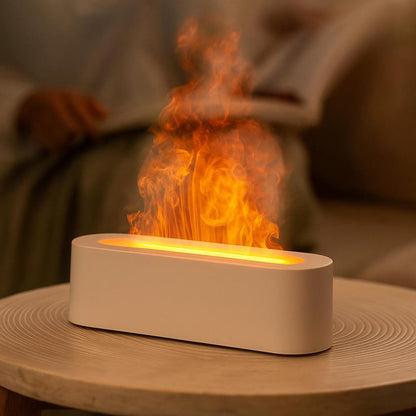Flame Effect Aroma Diffuser – White LED Essential Oil Humidifier