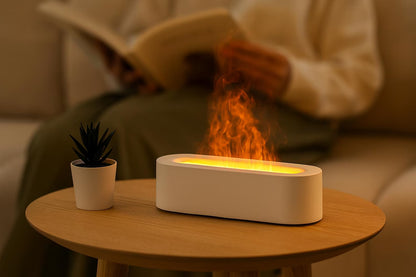 Flame Effect Aroma Diffuser – White LED Essential Oil Humidifier