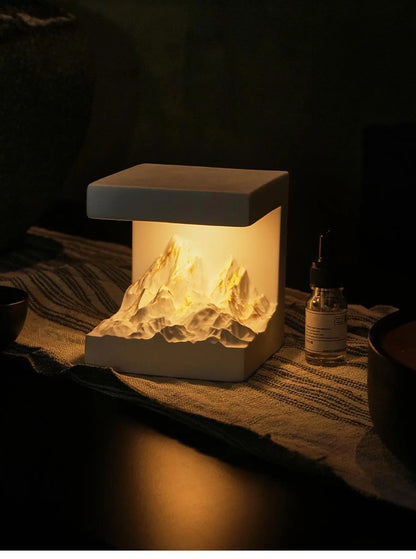 Mountain Landscape Candle Warmer Lamp, Zen Night Light, Essential Oil Diffuser