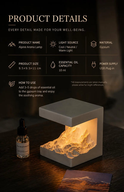 Mountain Landscape Candle Warmer Lamp, Zen Night Light, Essential Oil Diffuser