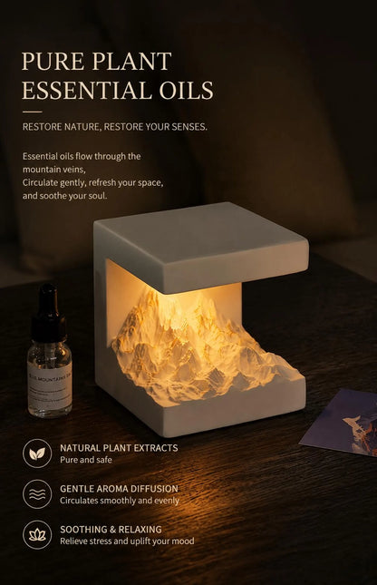 Mountain Landscape Candle Warmer Lamp, Zen Night Light, Essential Oil Diffuser