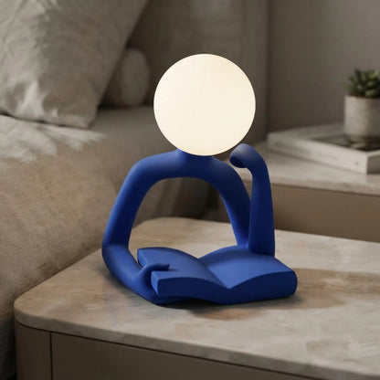 Modern Reader Sculptural Table Lamp, Frosted Globe Sphere Light