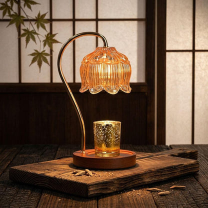 Nordic Glass Candle Warmer Lamp, Elegant Retro Night Light, Cozy Home Decor
