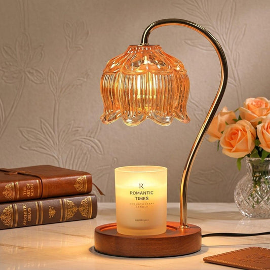 Nordic Glass Candle Warmer Lamp, Elegant Retro Night Light, Cozy Home Decor