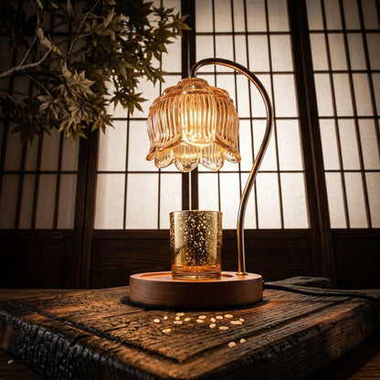 Nordic Glass Candle Warmer Lamp, Elegant Retro Night Light, Cozy Home Decor