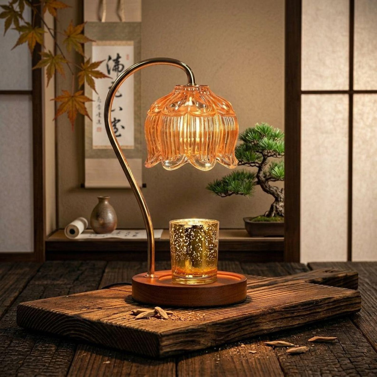 Nordic Glass Candle Warmer Lamp, Elegant Retro Night Light, Cozy Home Decor