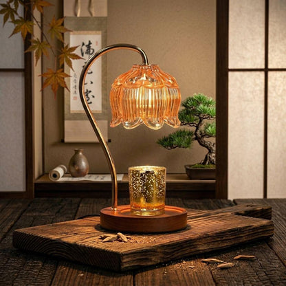 Nordic Glass Candle Warmer Lamp, Elegant Retro Night Light, Cozy Home Decor
