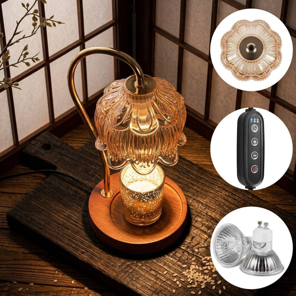 Nordic Glass Candle Warmer Lamp, Elegant Retro Night Light, Cozy Home Decor
