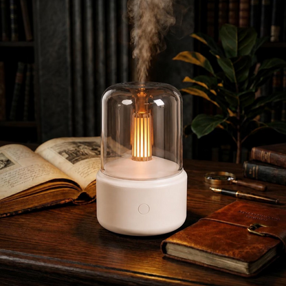 Beige Candle Flame Aroma Diffuser — Essential Oil Humidifier