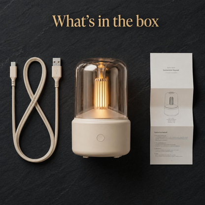 Beige Candle Flame Aroma Diffuser — Essential Oil Humidifier